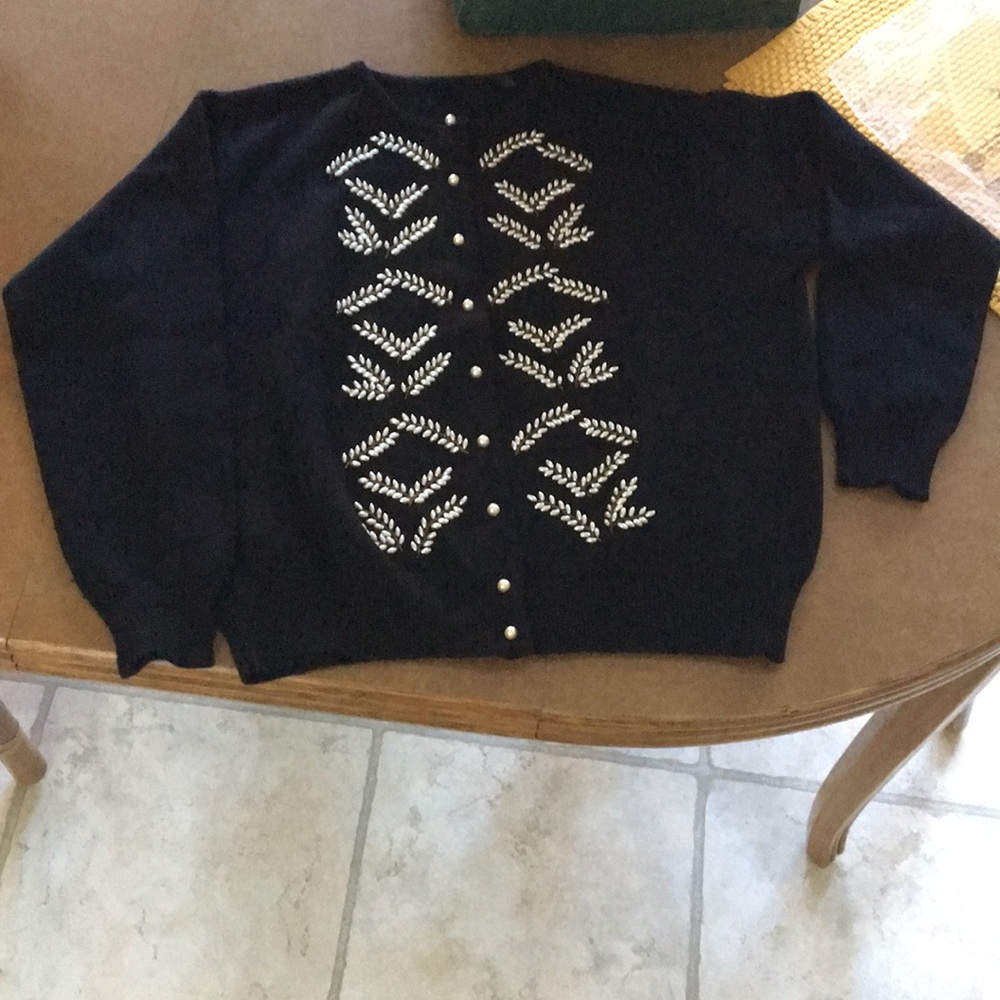 Beaded cardigan, wool, vintage